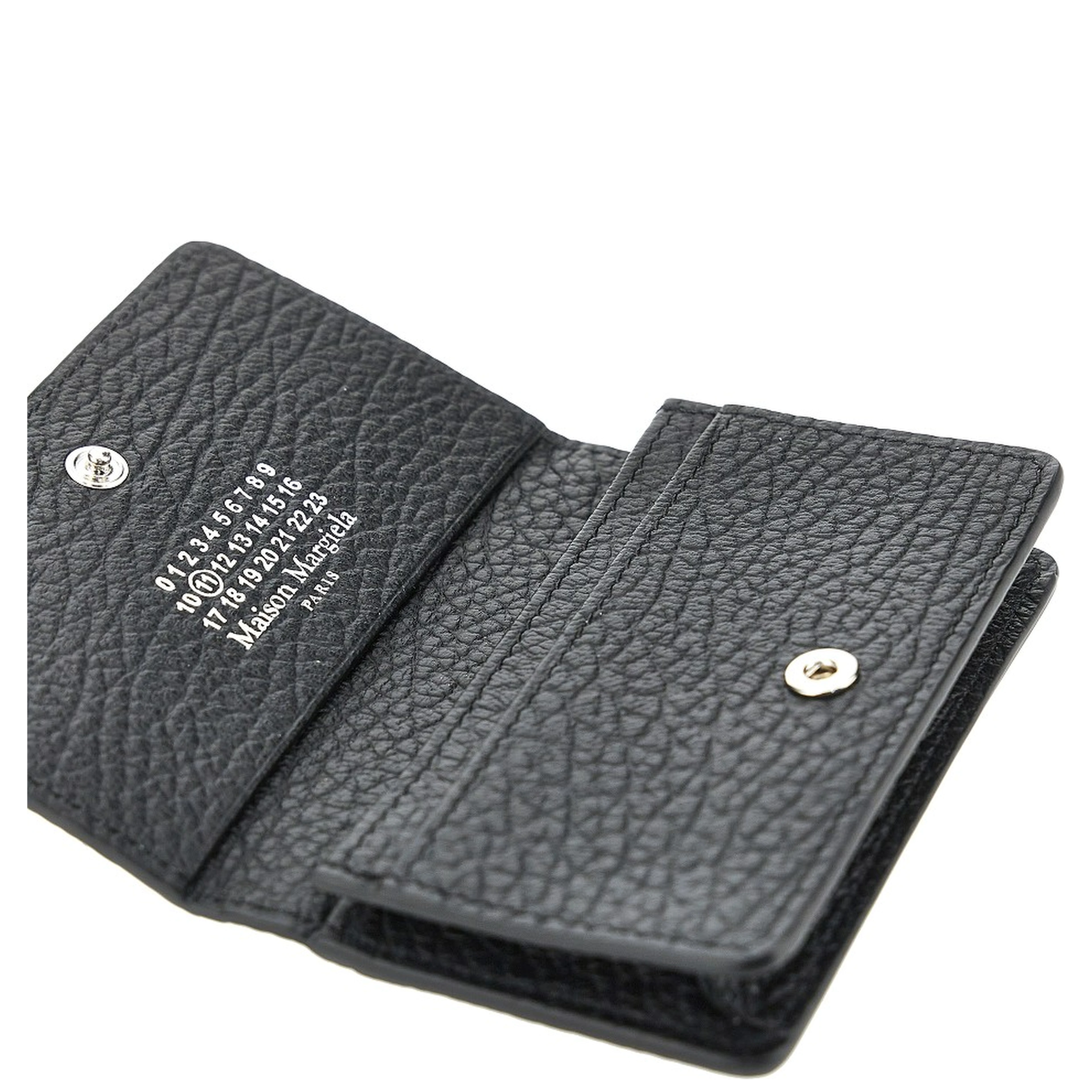 Grained leather cardholder with flap