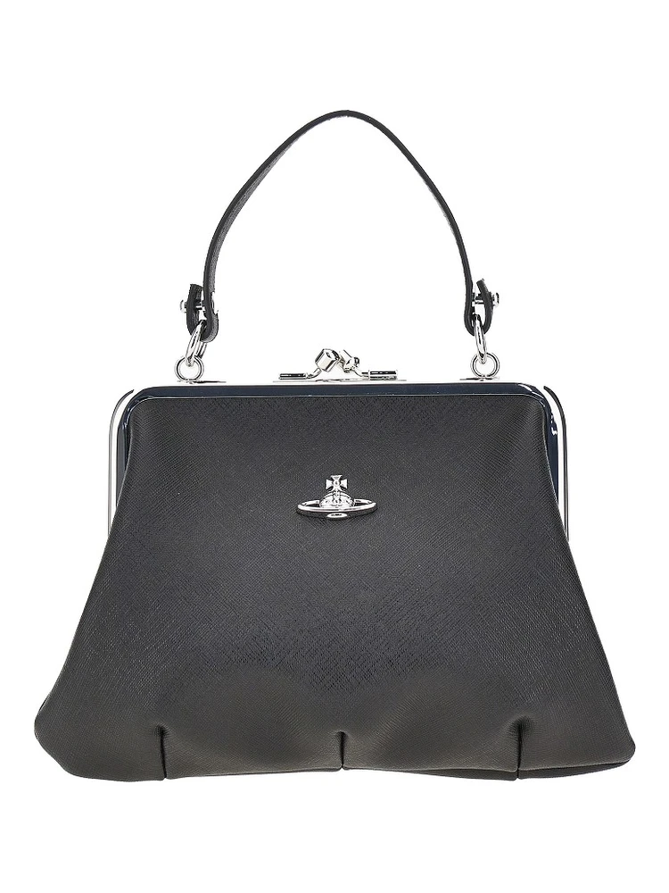 'Granny Frame' faux saffiano leather bag