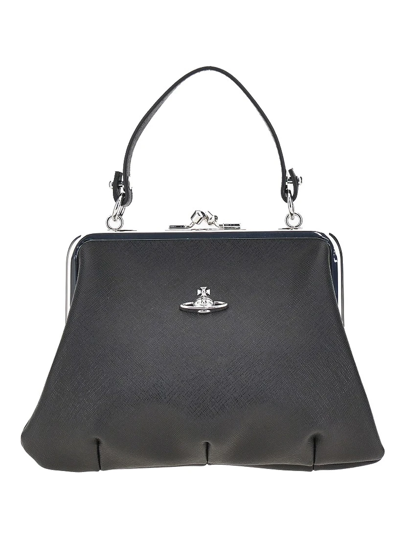 'Granny Frame' faux saffiano leather bag
