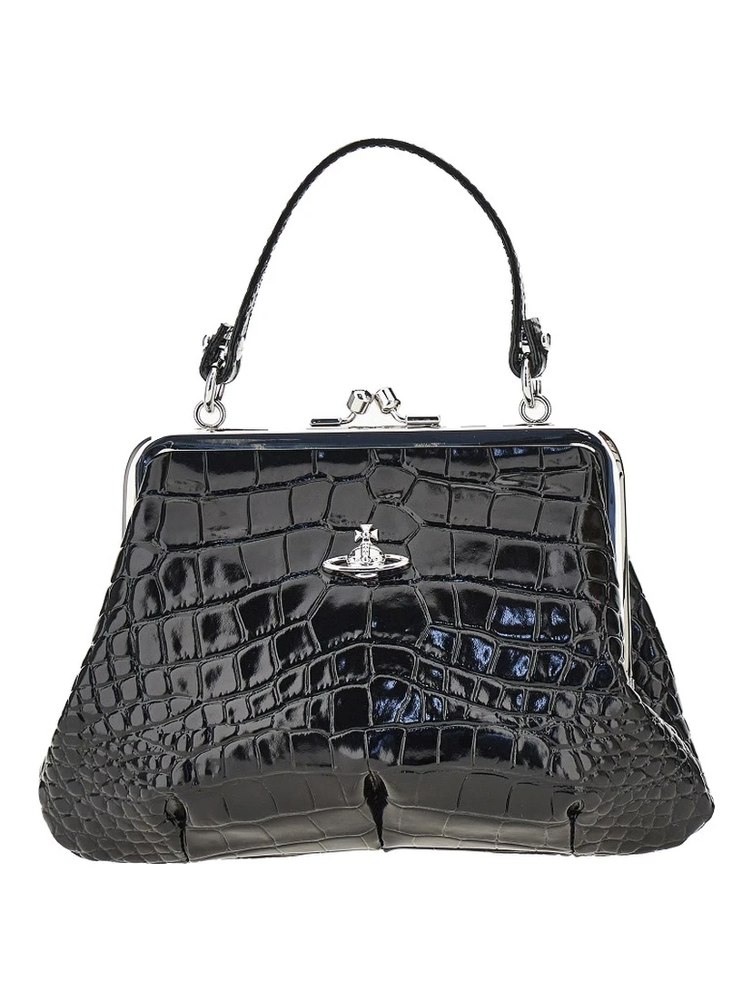 Croco-print leather 'Granny Frame' mini bag