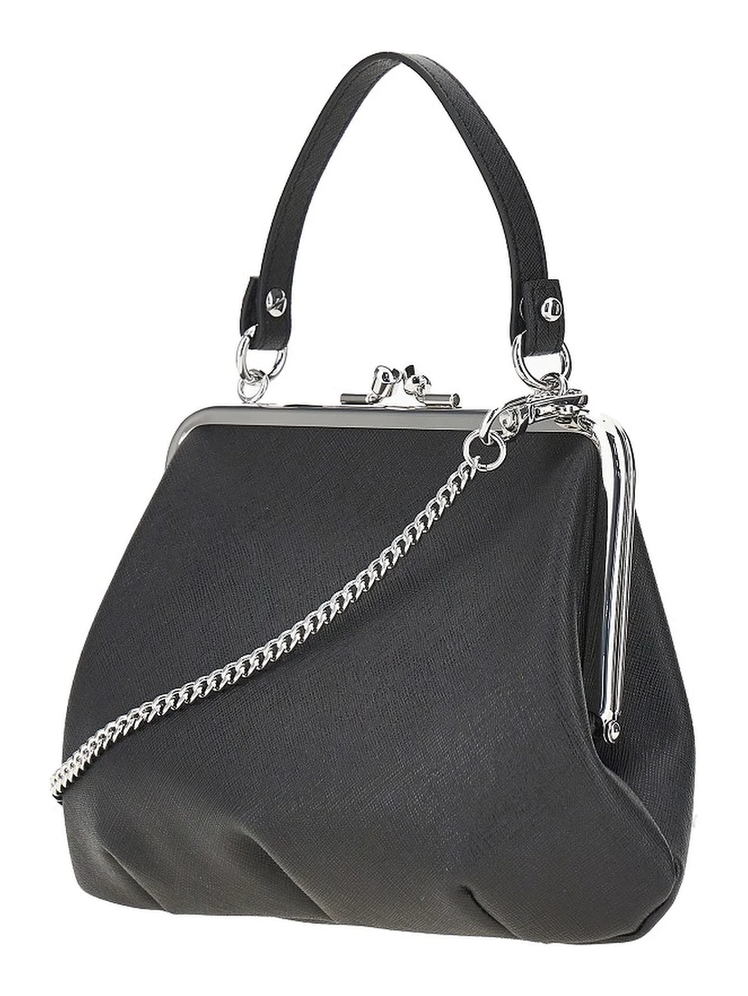 'Granny Frame' faux saffiano leather bag