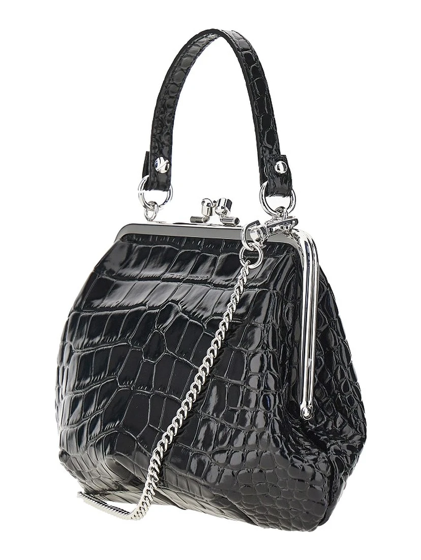 Croco-print leather 'Granny Frame' mini bag