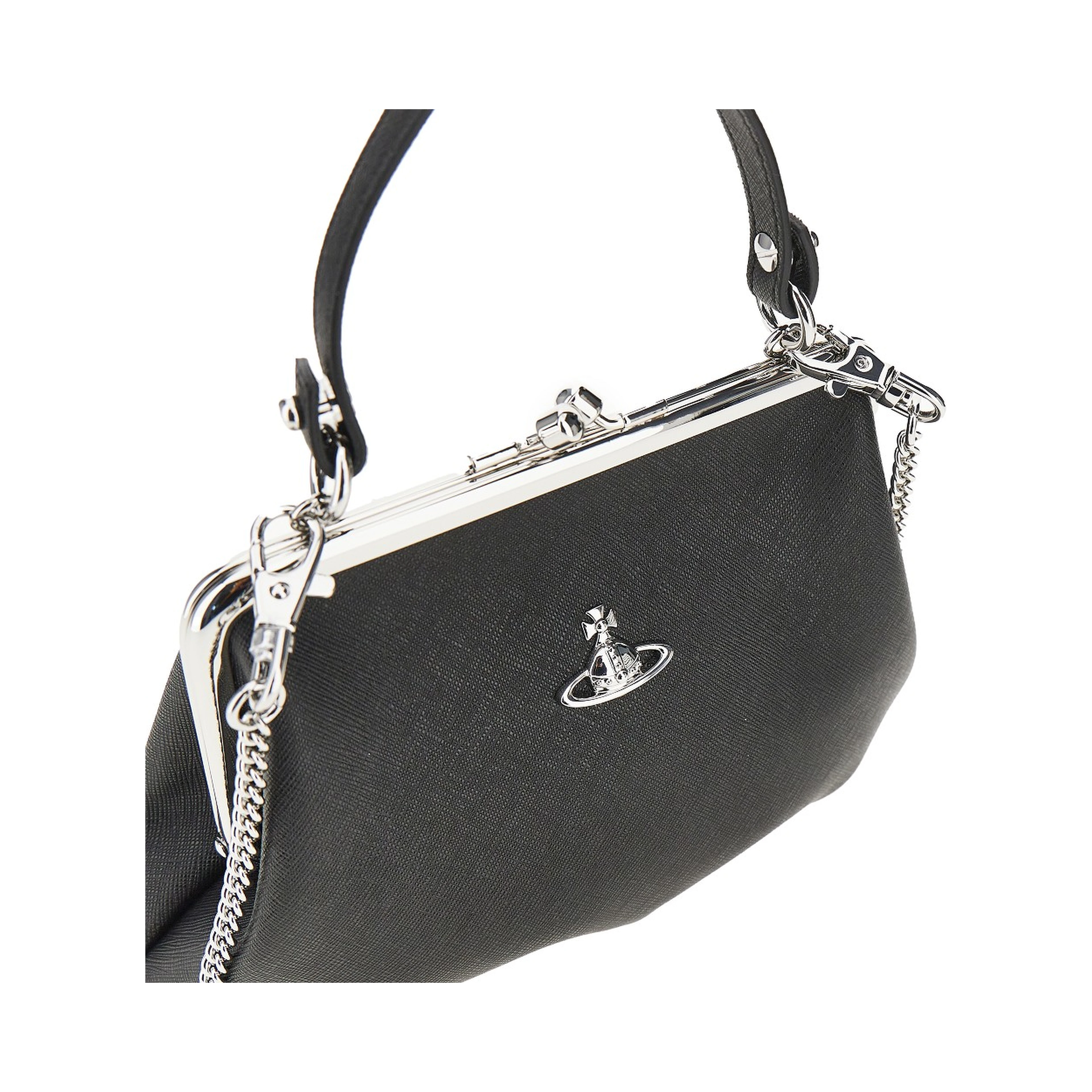 'Granny Frame' faux saffiano leather bag