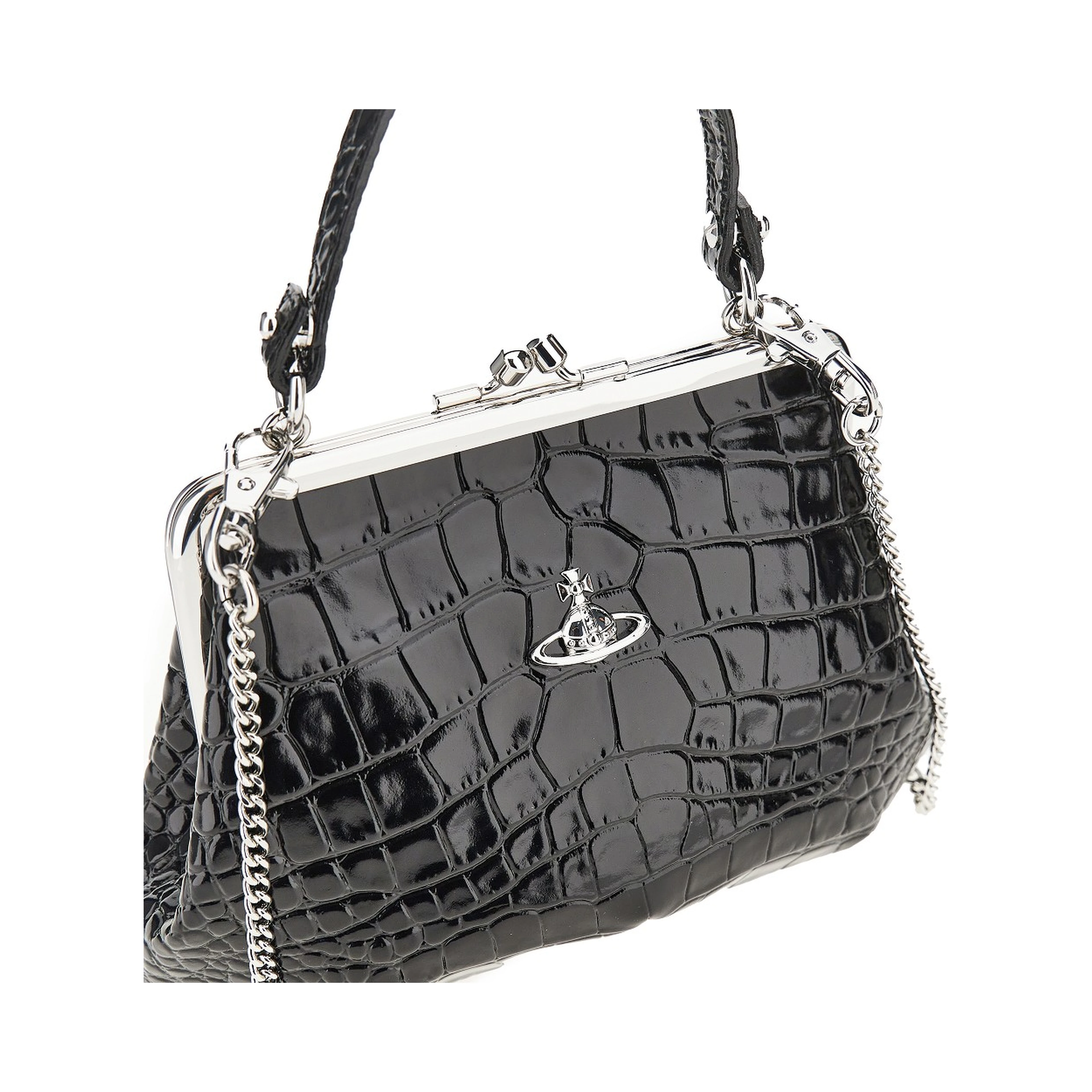 Croco-print leather 'Granny Frame' mini bag