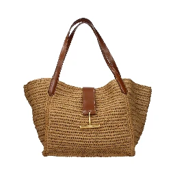 Beige Raffia Shoulder Bag
