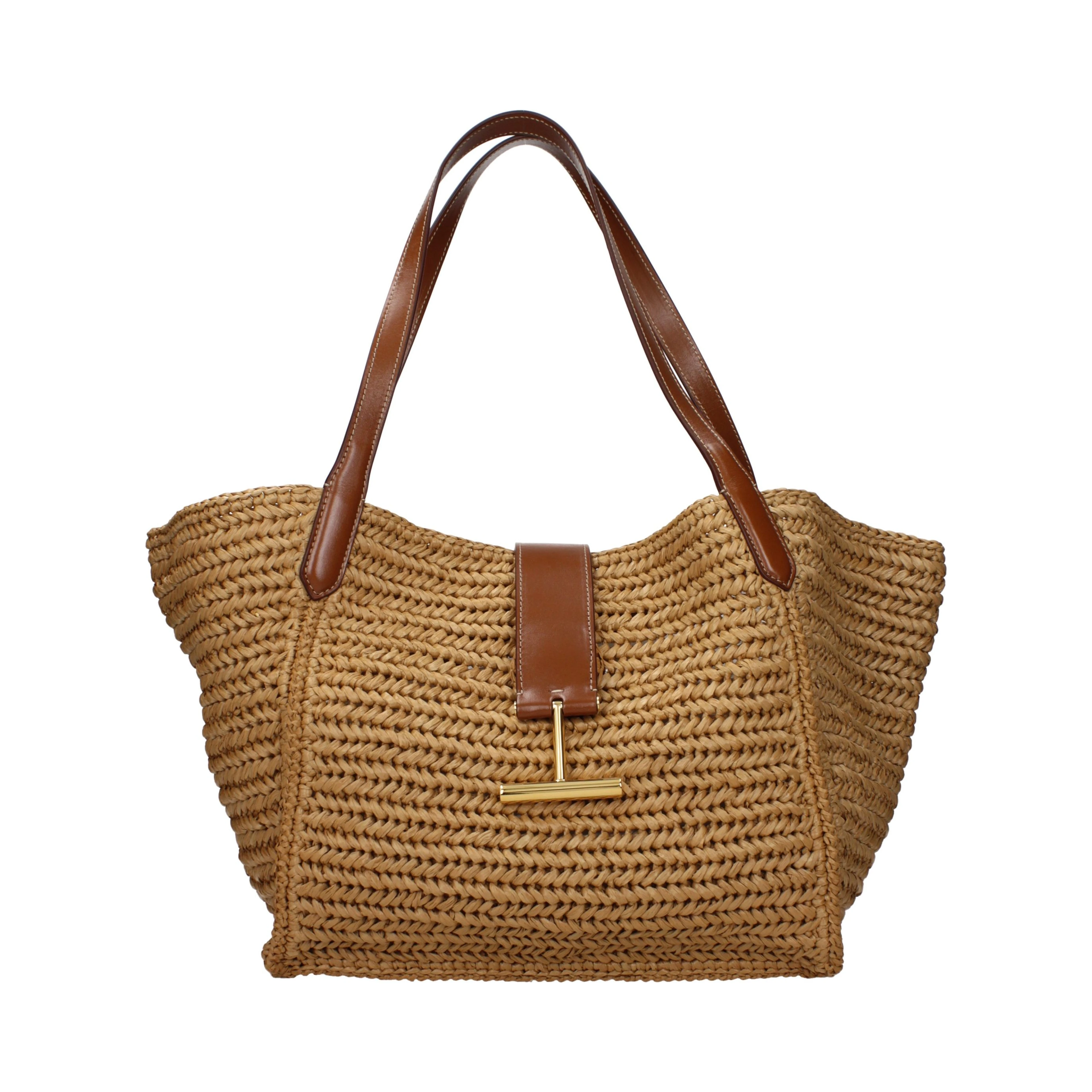 Beige Raffia Shoulder Bag