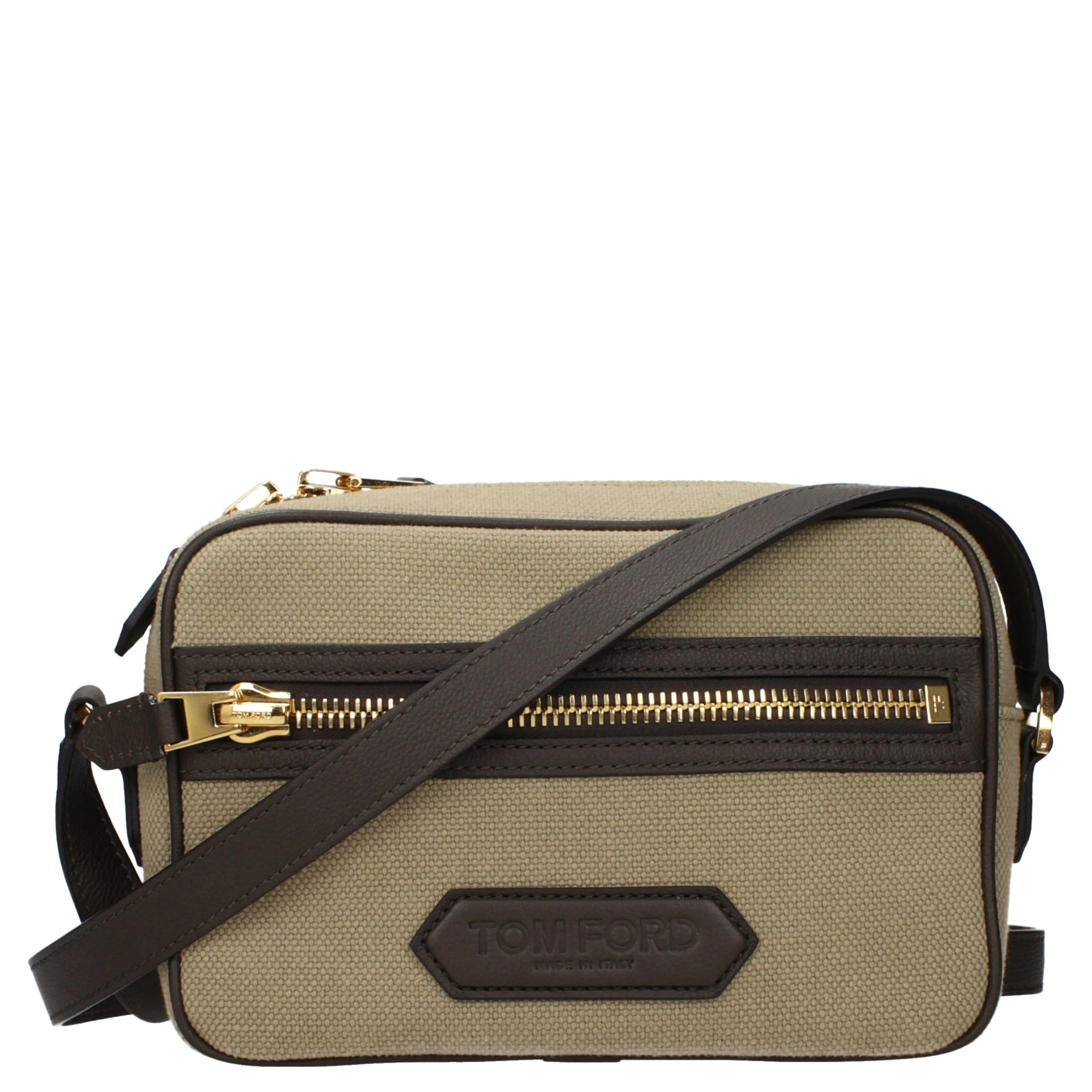 Beige Fabric Crossbody Bag