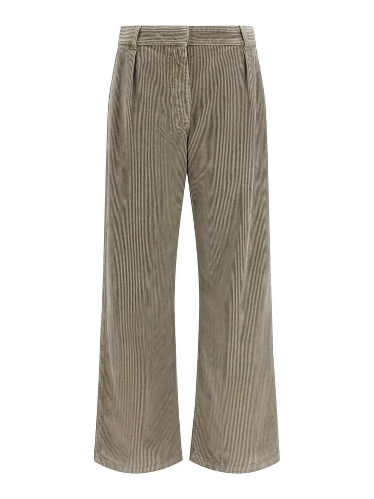 Gray Cotton Casual Pants