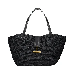 Black Raffia Shoulder Bag