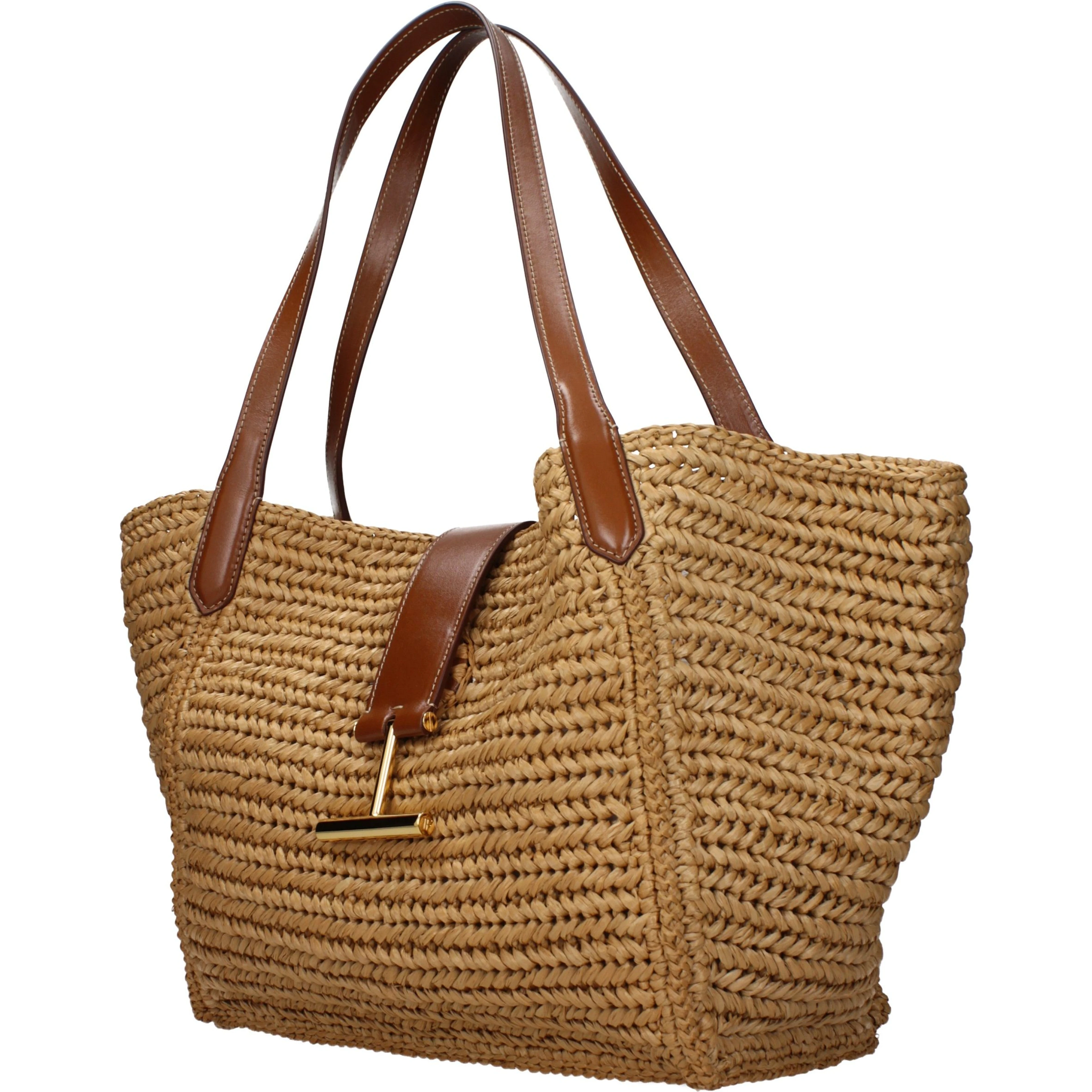 Beige Raffia Shoulder Bag