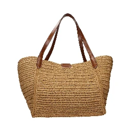 Beige Raffia Shoulder Bag