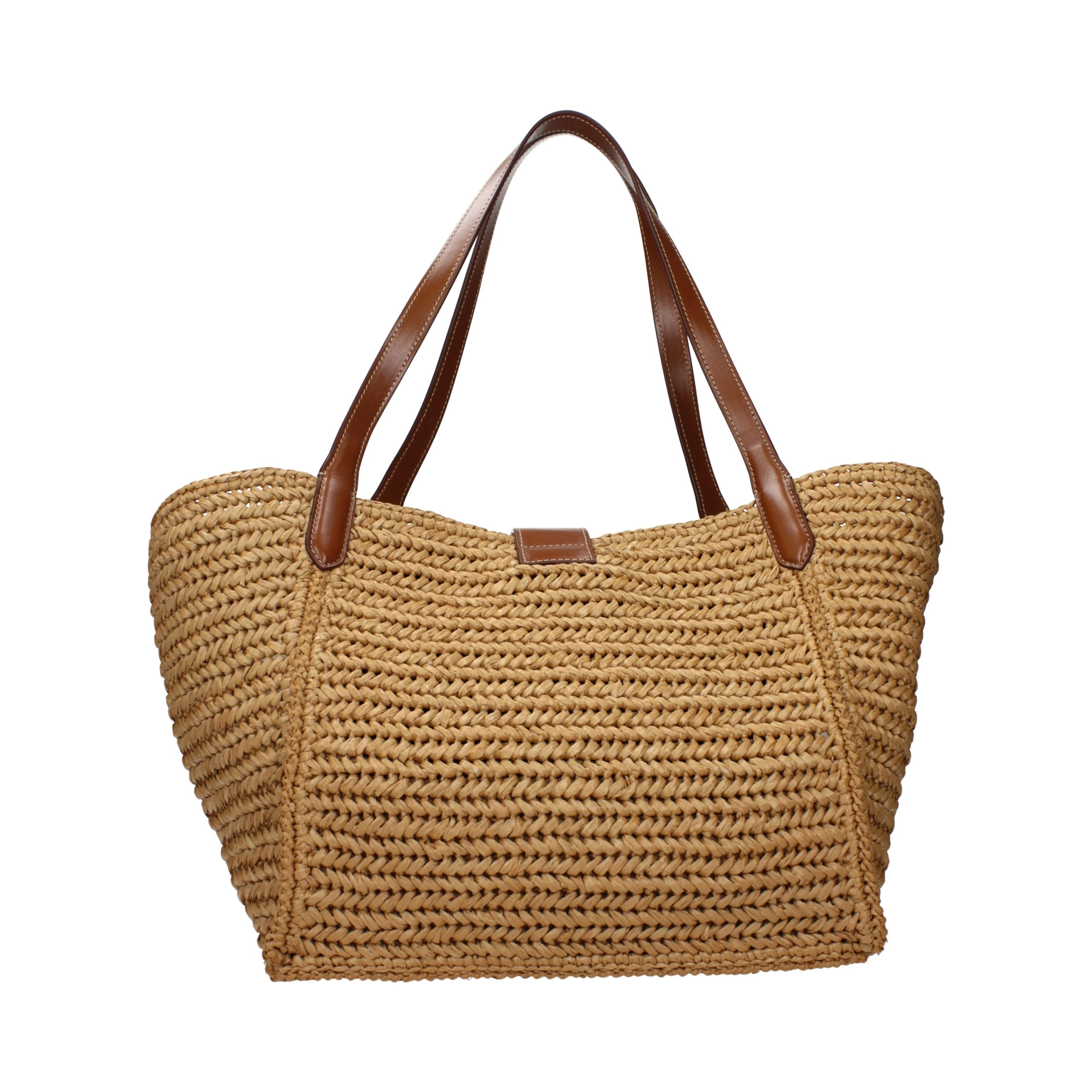 Beige Raffia Shoulder Bag