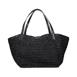 Black Raffia Shoulder Bag
