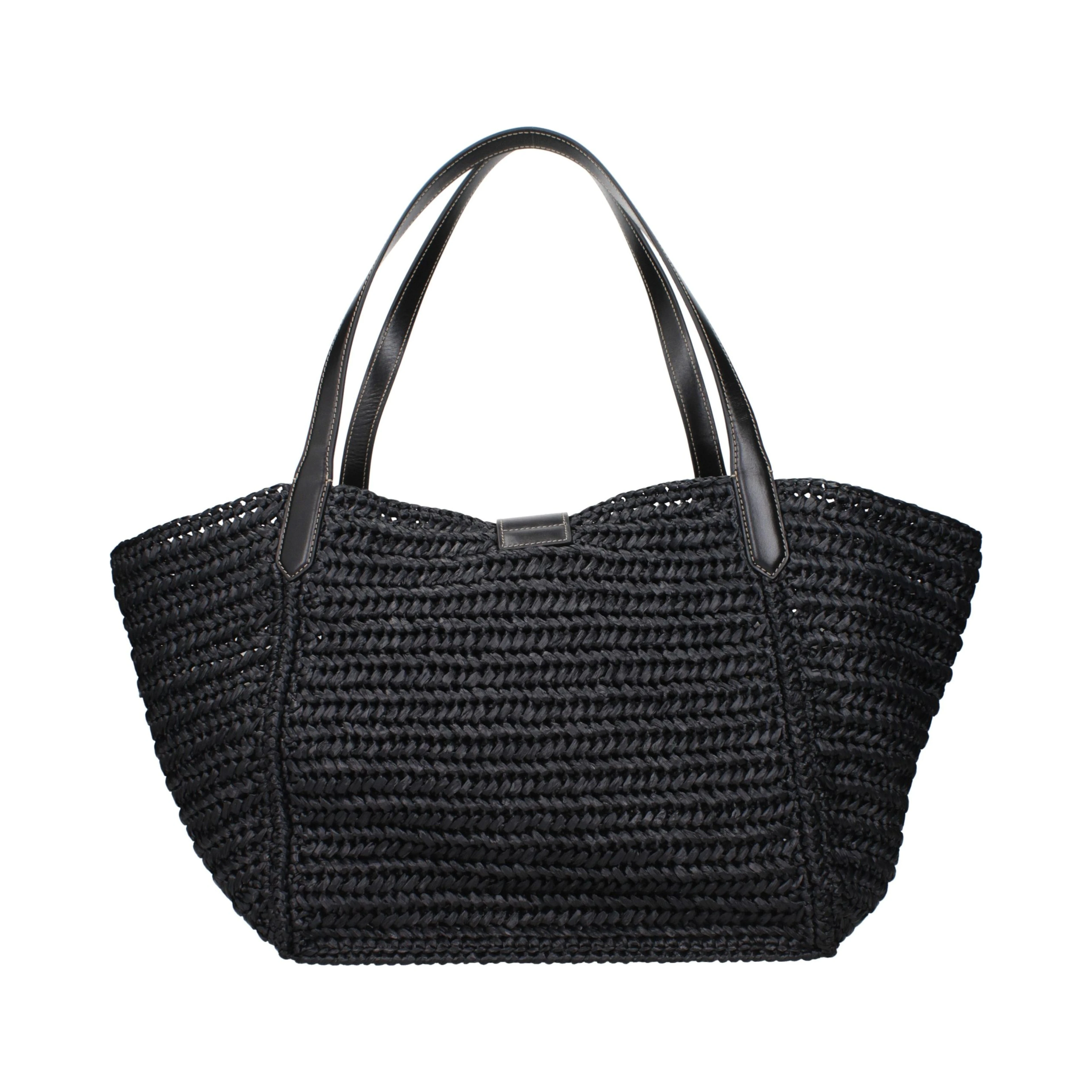 Black Raffia Shoulder Bag