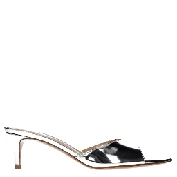 Gray Leather Platform Sandals