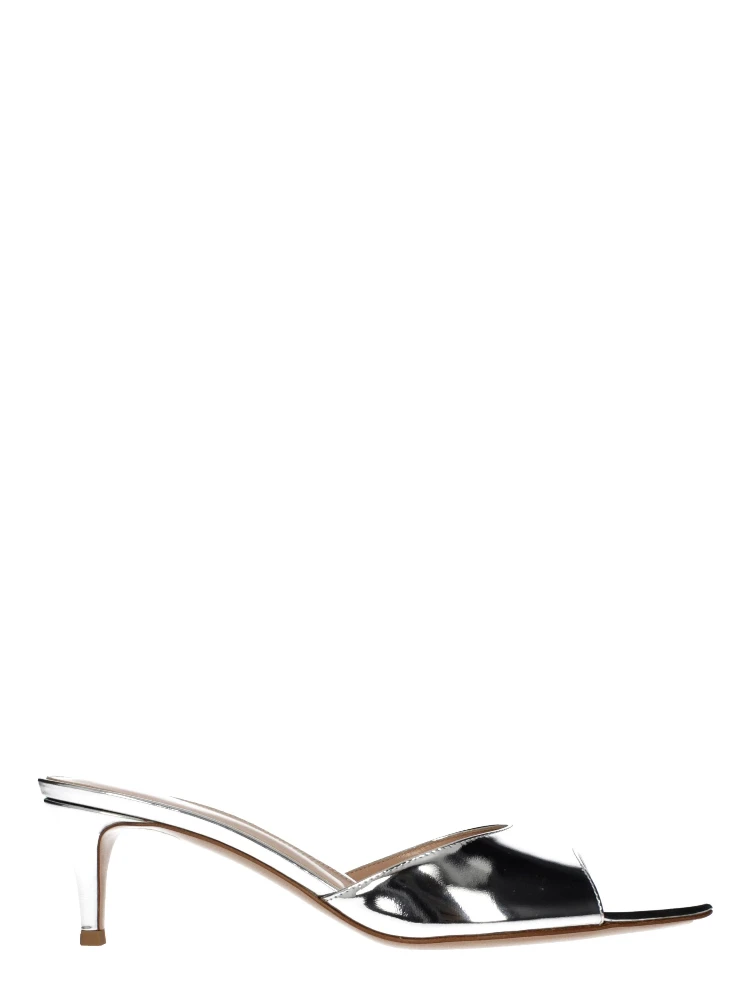 Gray Leather Platform Sandals