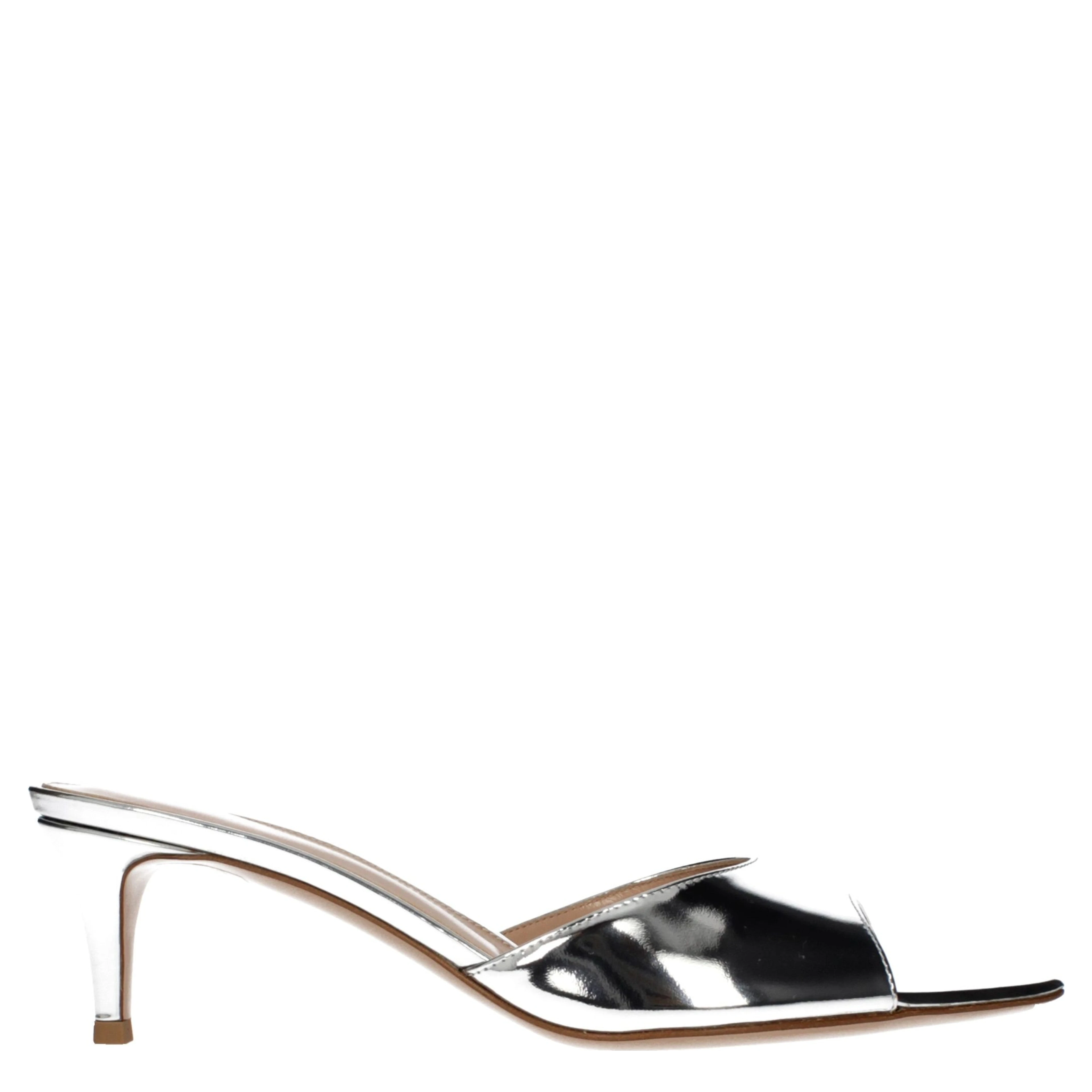 Gray Leather Platform Sandals