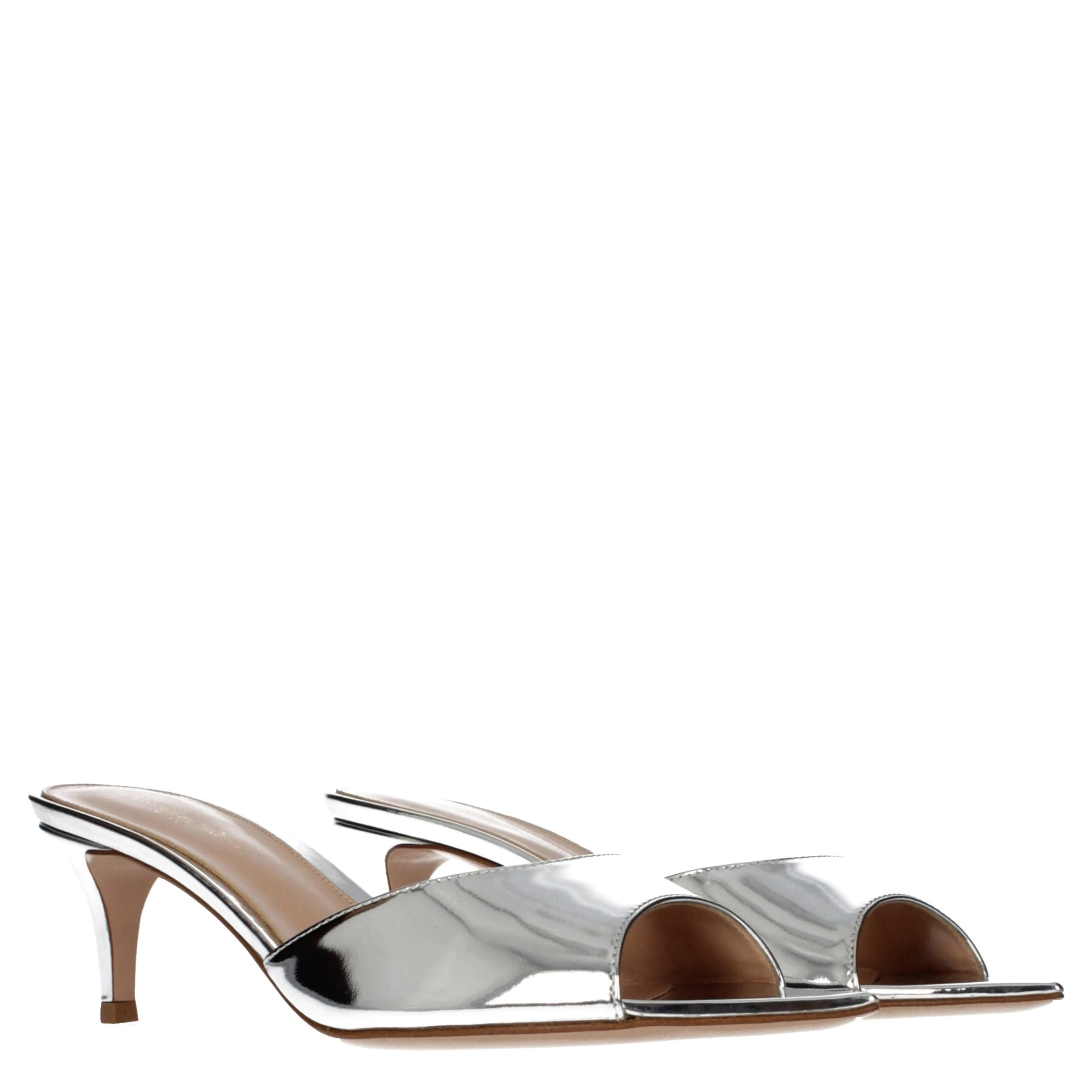Gray Leather Platform Sandals