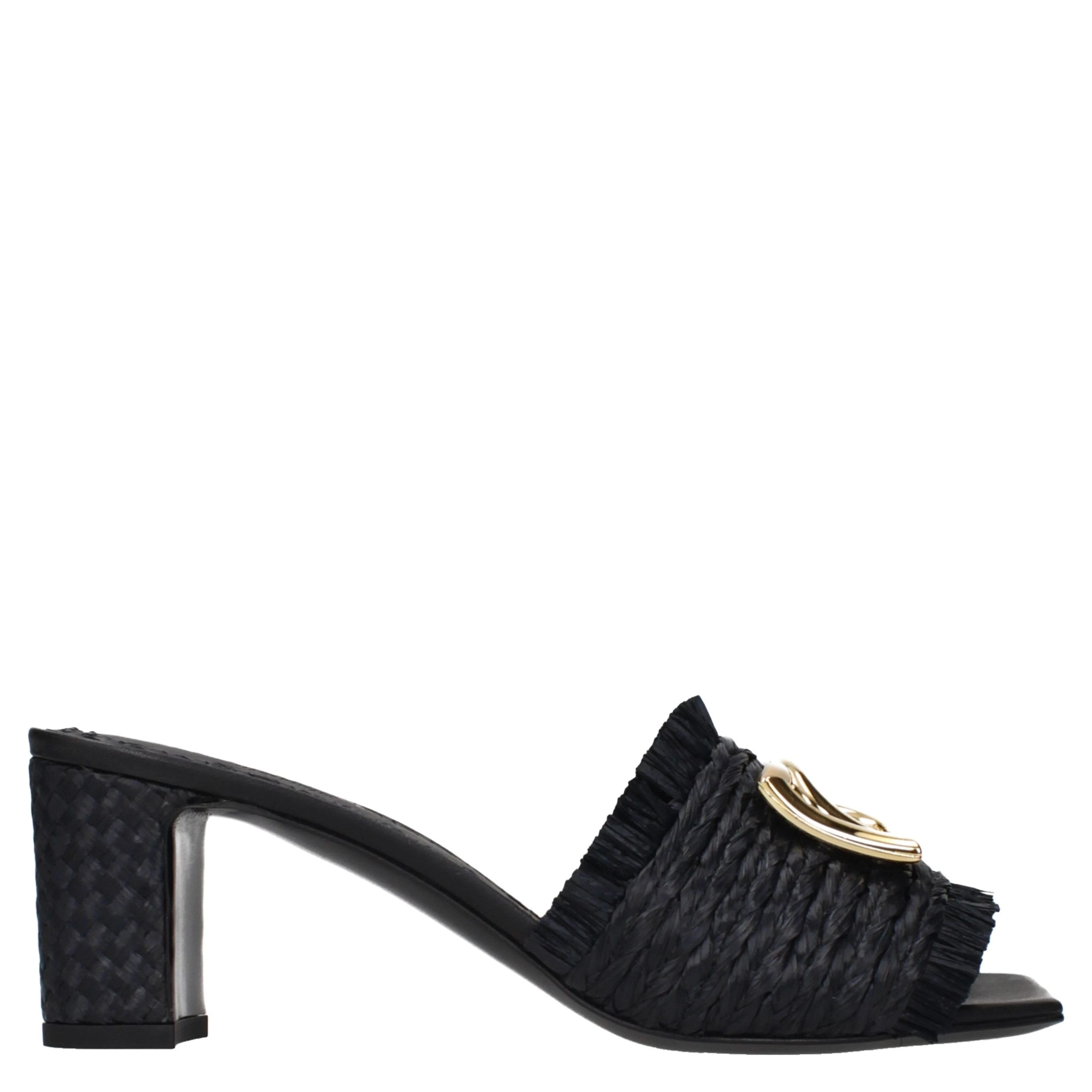Black Raffia Platform Sandals