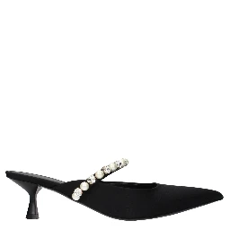 Black Satin Stiletto Heel Sandals