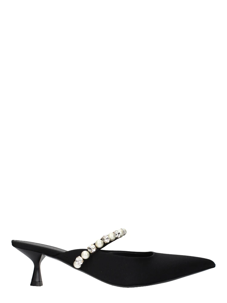 Black Satin Stiletto Heel Sandals