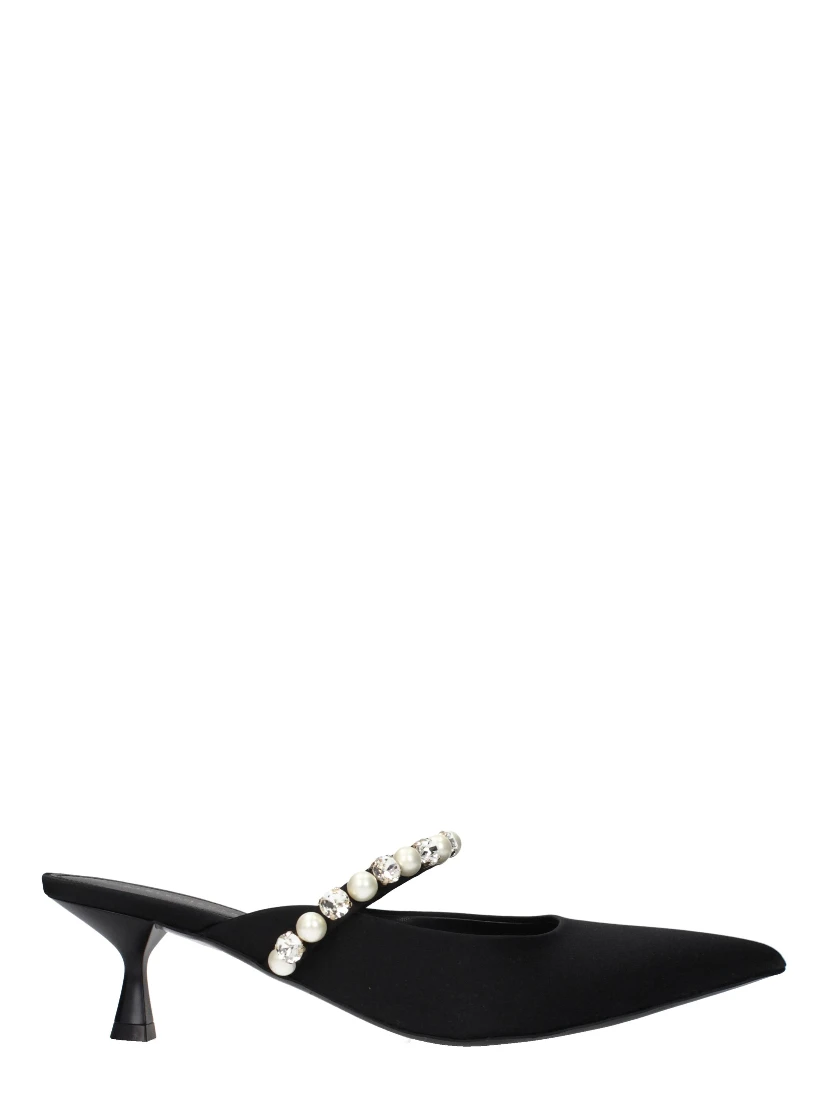 Black Satin Stiletto Heel Sandals