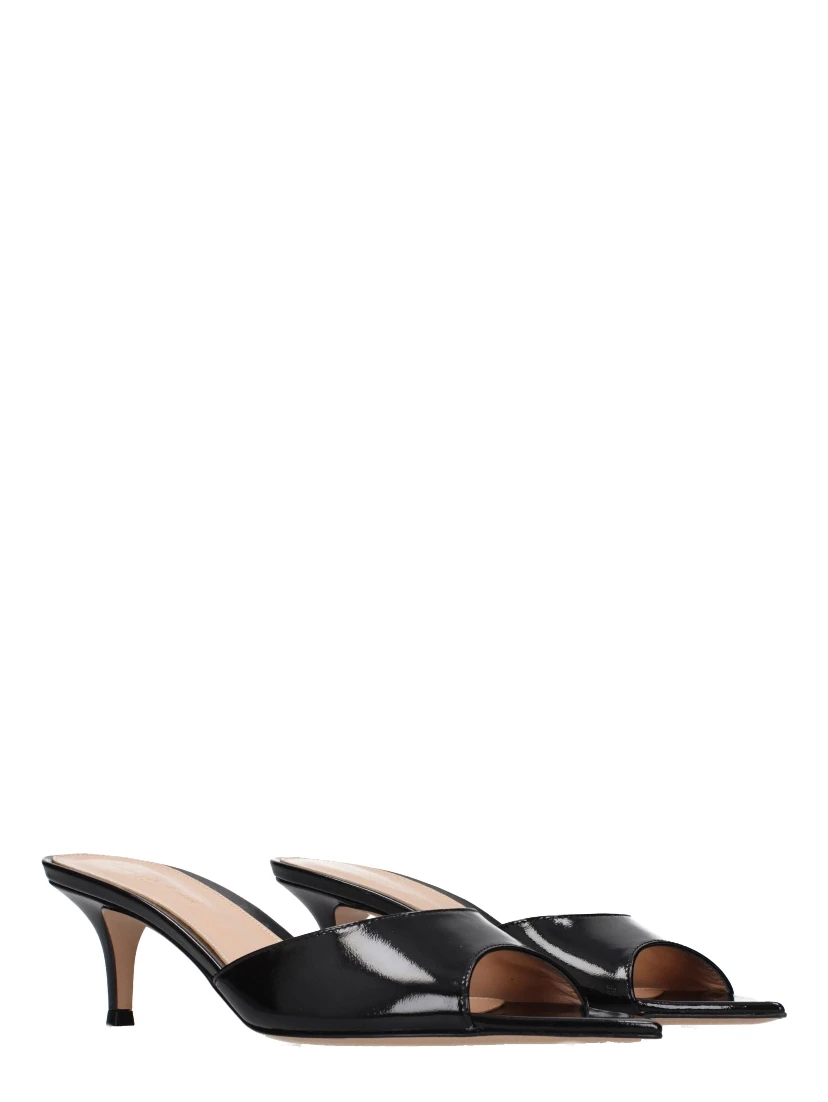 Black Leather Platform Sandals