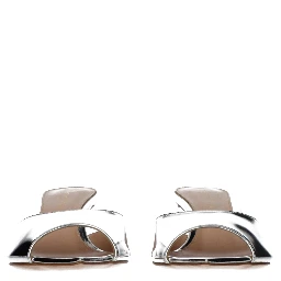 Gray Leather Platform Sandals