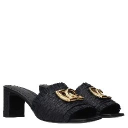 Black Raffia Platform Sandals