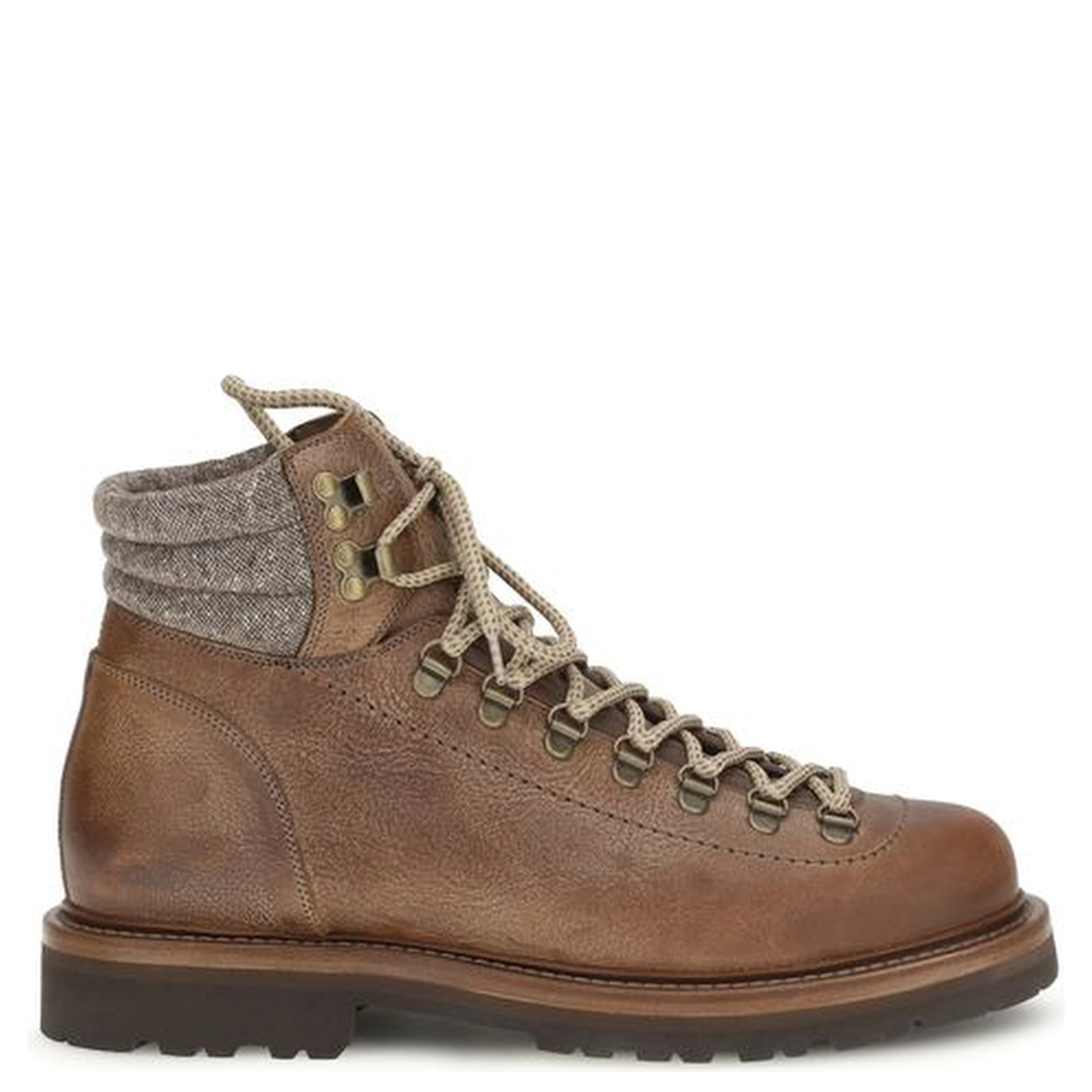 Brown Calf Leather Bos Taurus Lace-Up Boots