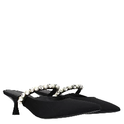 Black Satin Stiletto Heel Sandals
