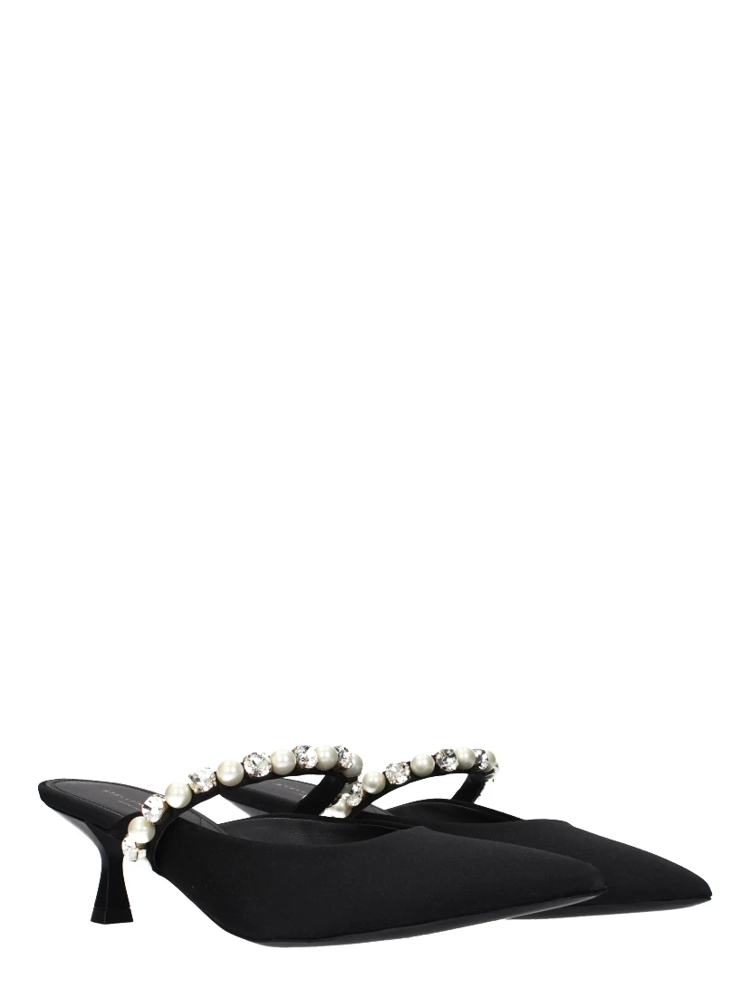 Black Satin Stiletto Heel Sandals