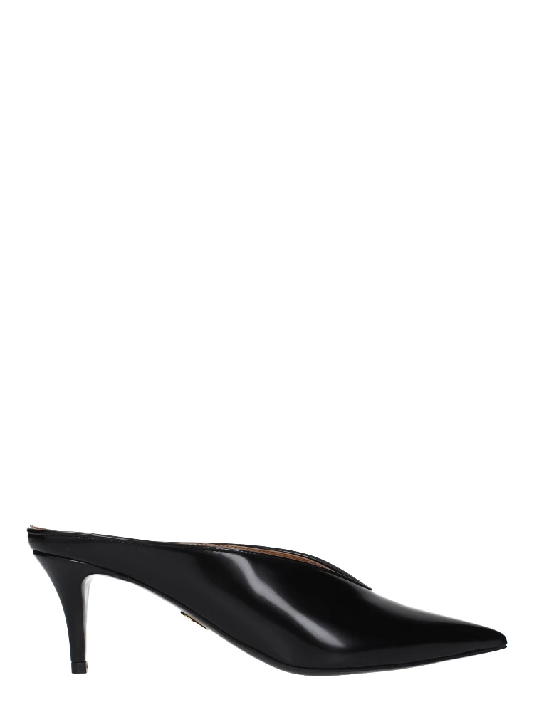 Black Leather High Heel Pumps