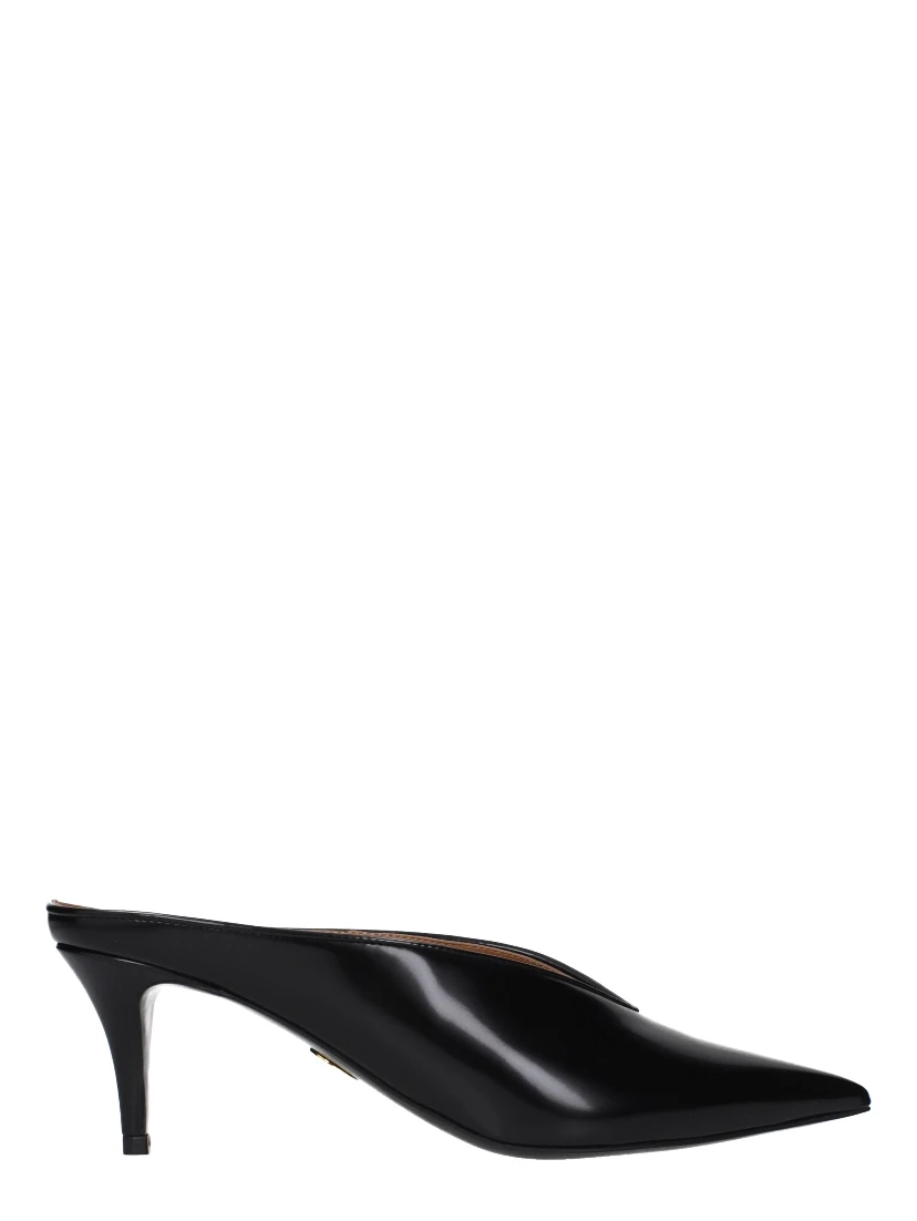 Black Leather High Heel Pumps
