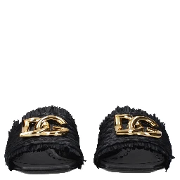 Black Raffia Platform Sandals