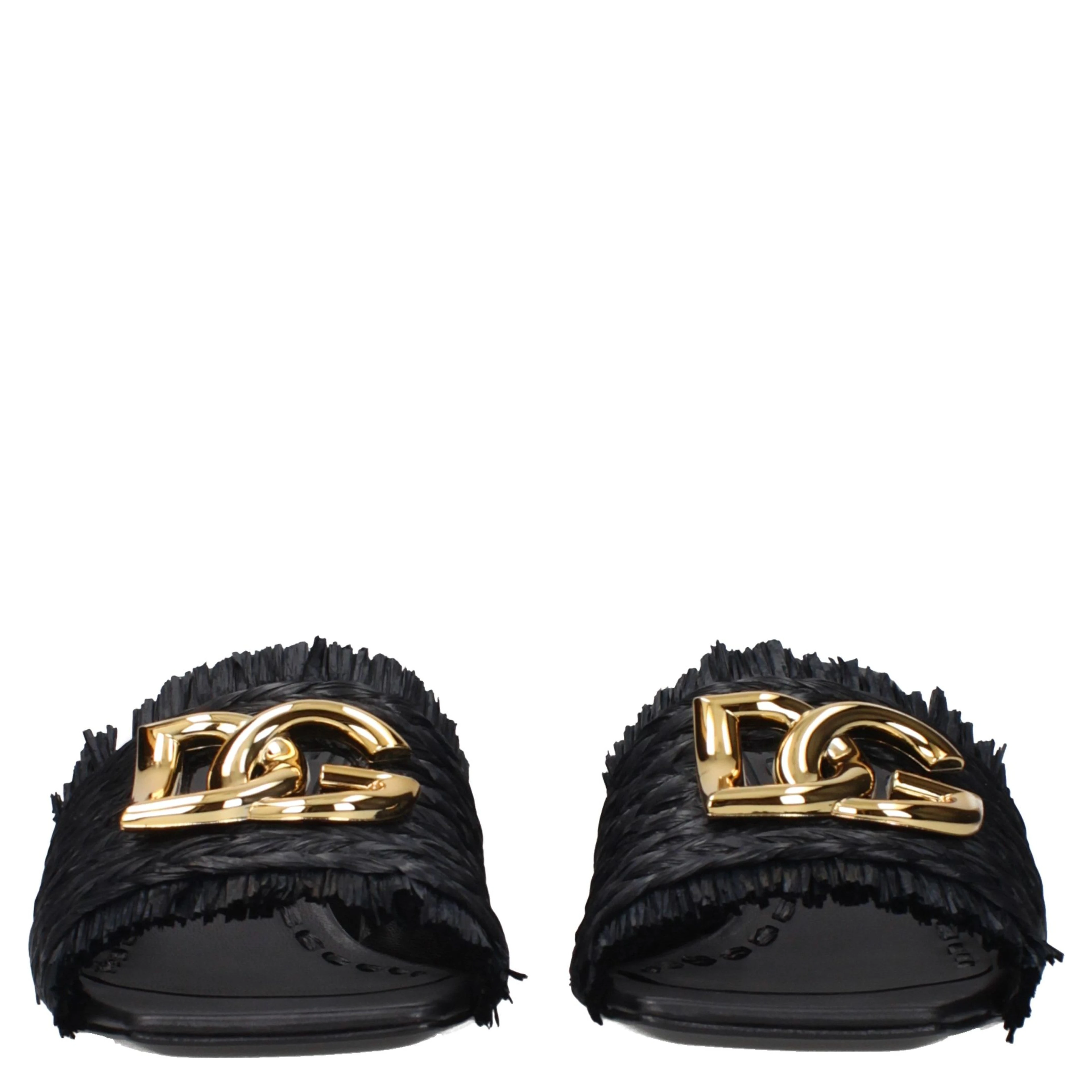 Black Raffia Platform Sandals