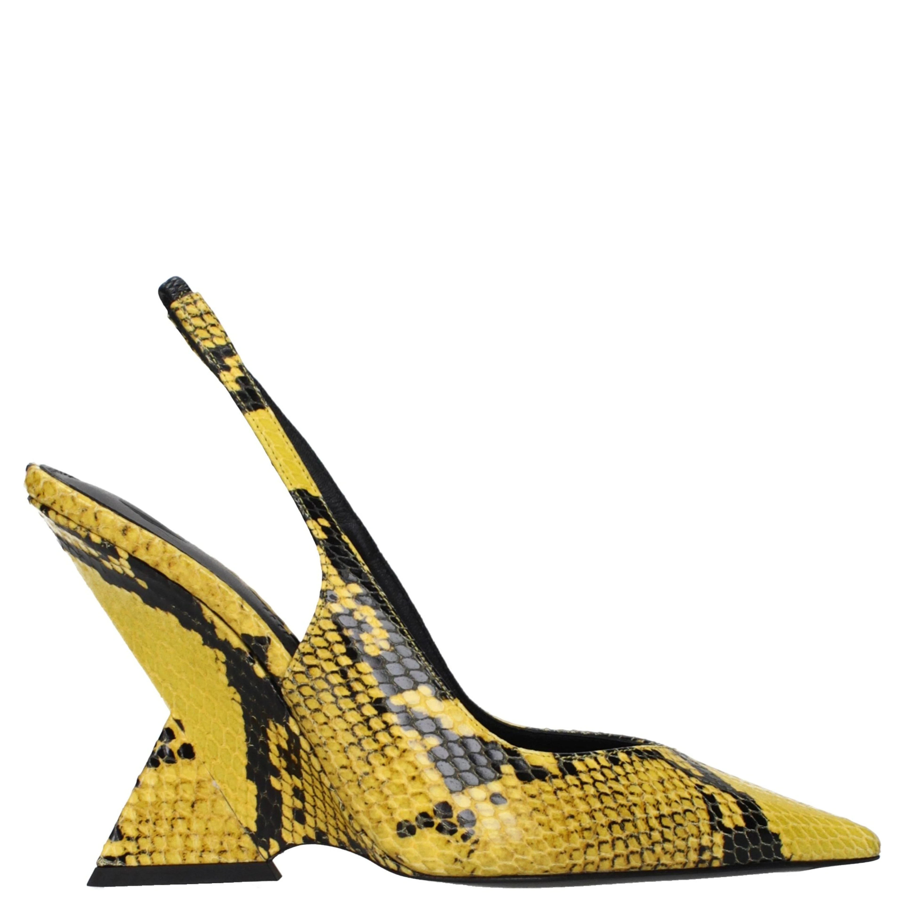 Yellow Leather Platform Pumps