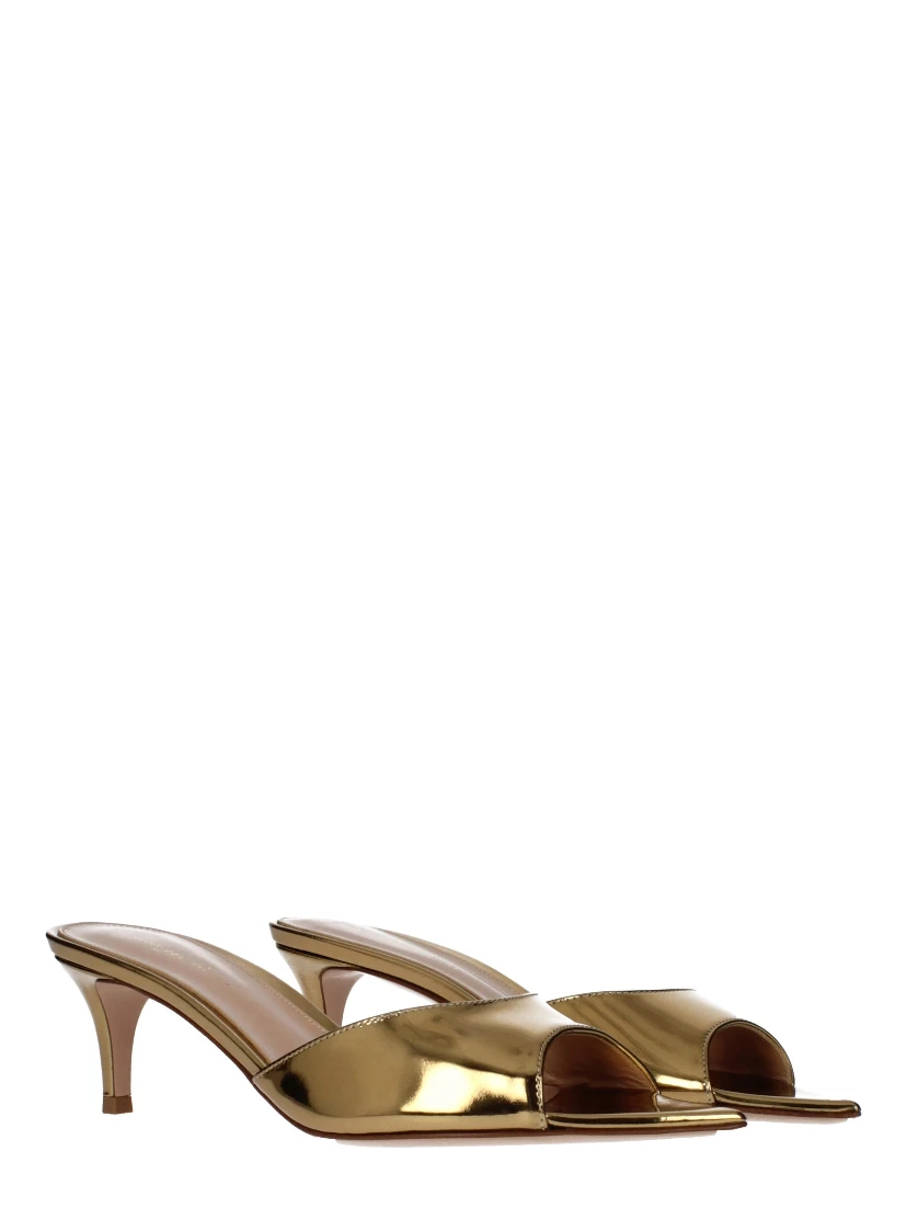 Gold Leather Platform Sandals