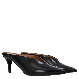 Black Leather High Heel Pumps