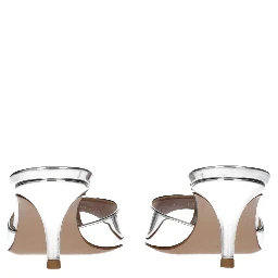 Gray Leather Platform Sandals