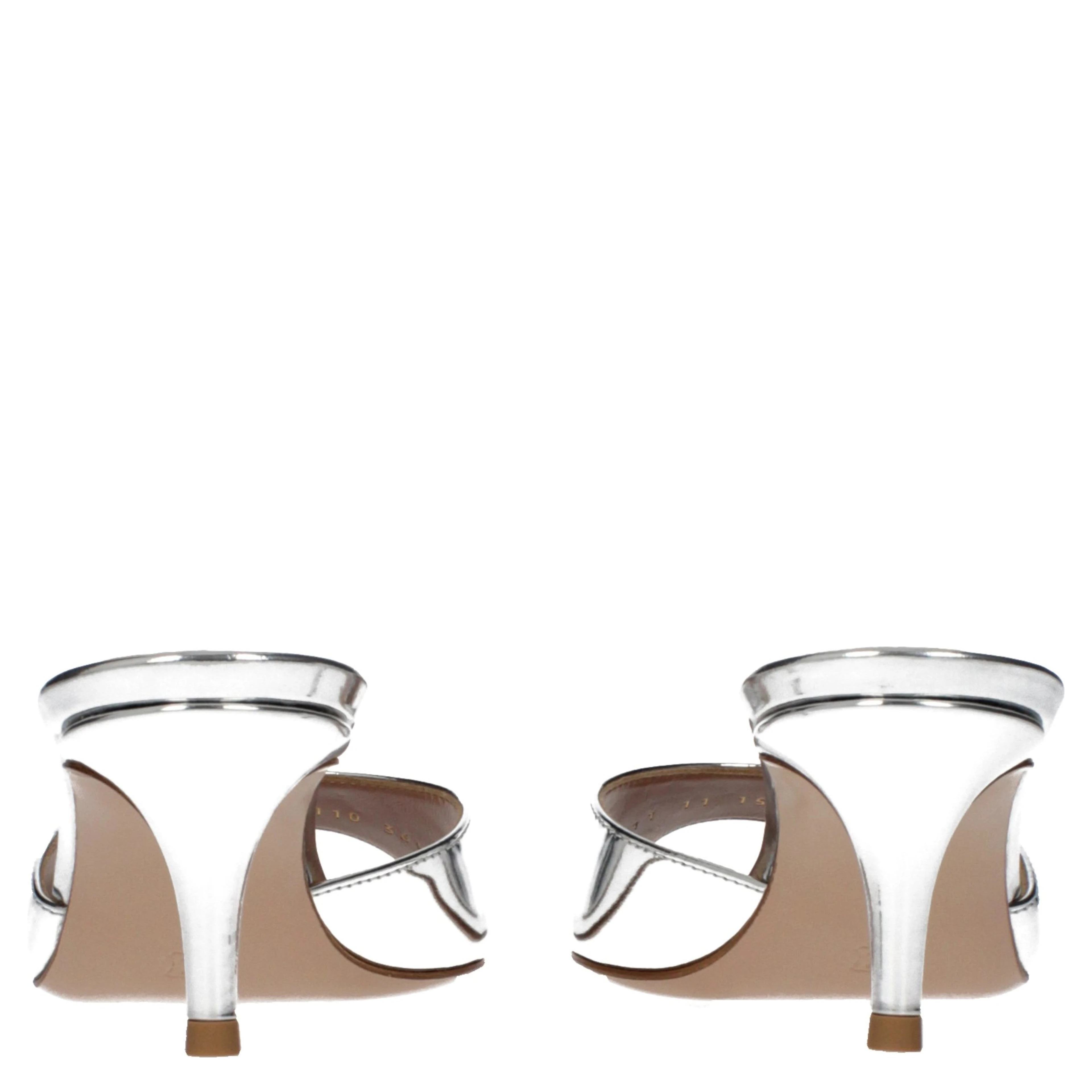 Gray Leather Platform Sandals