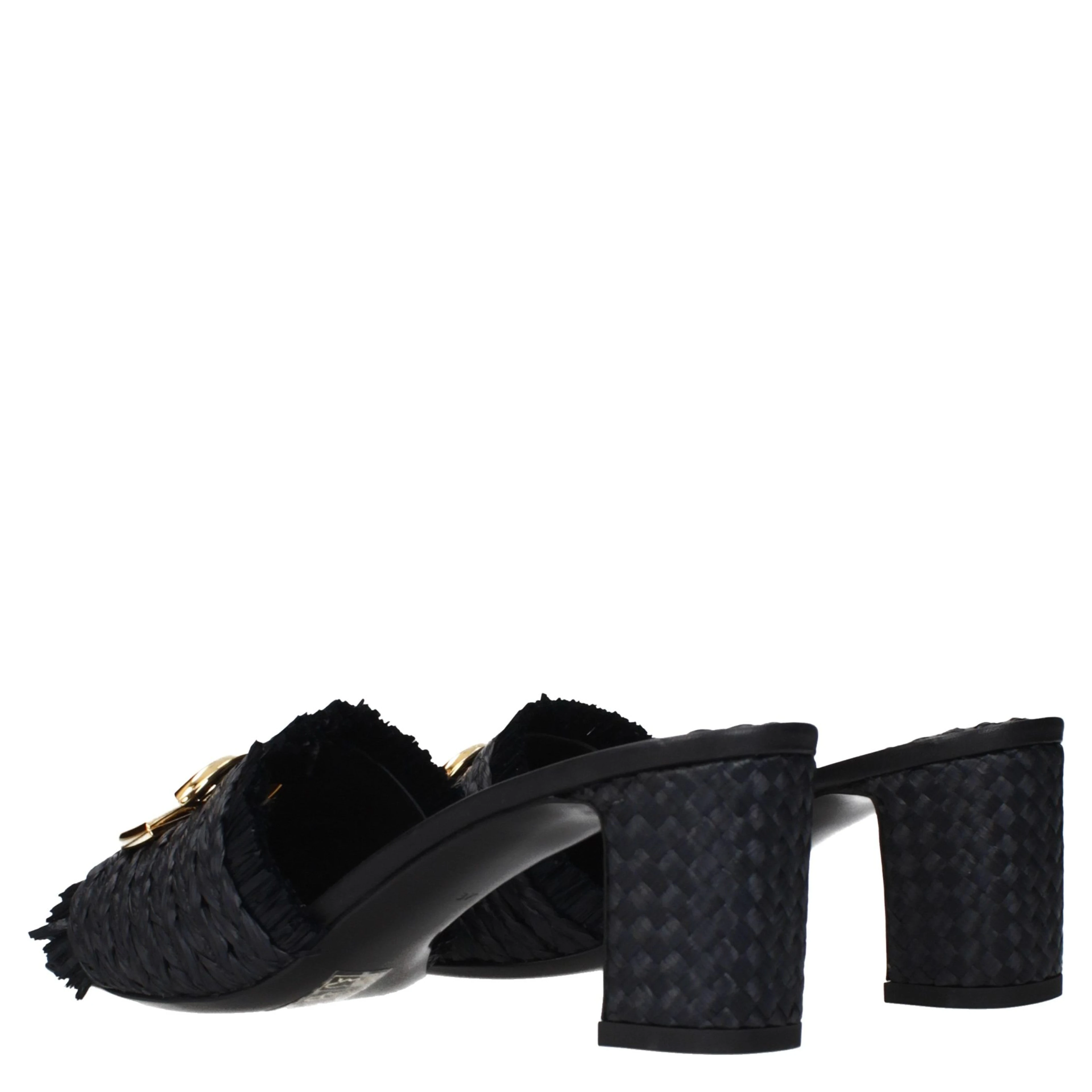 Black Raffia Platform Sandals