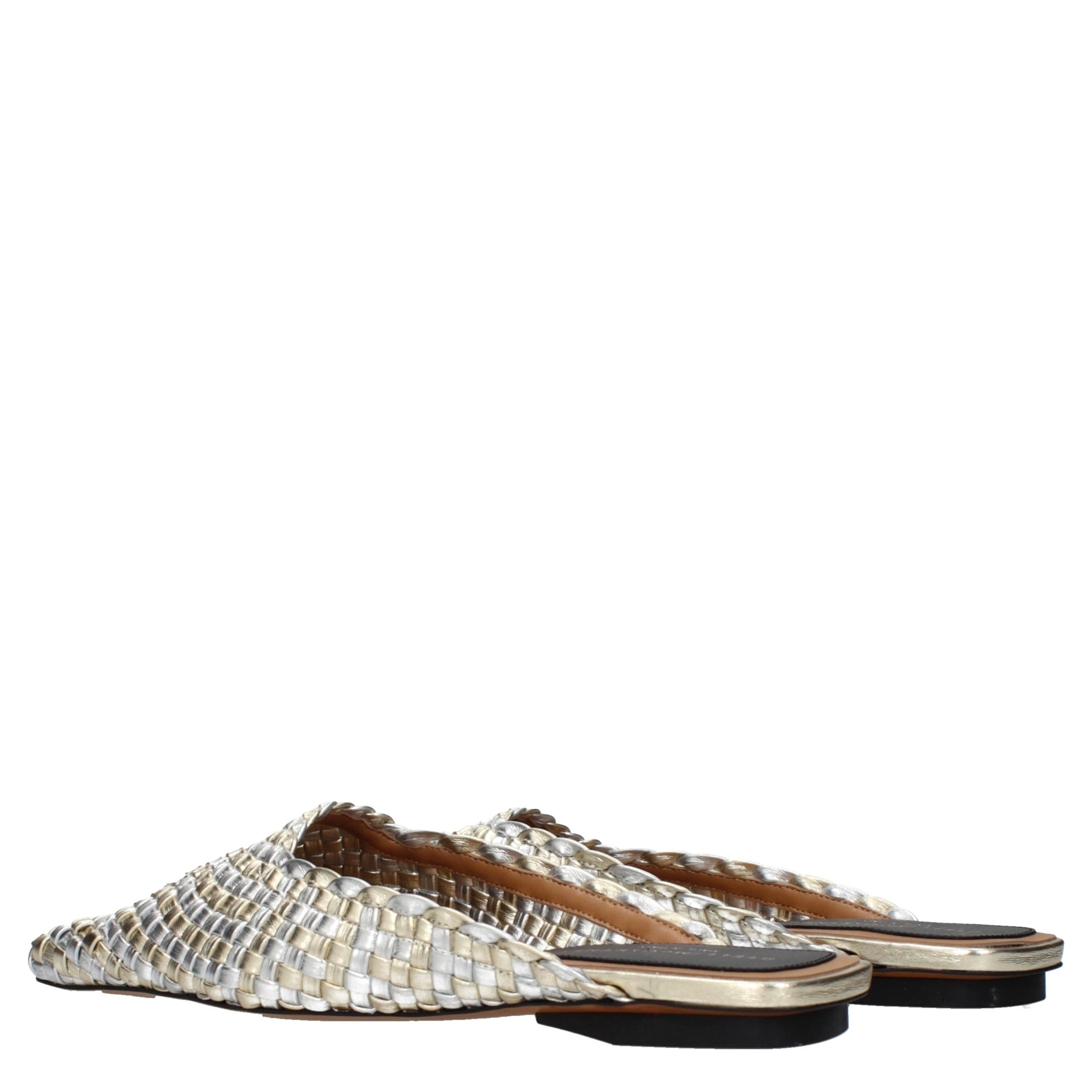 Gray Leather Slippers