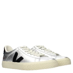 Gray Leather Low Top Sneakers