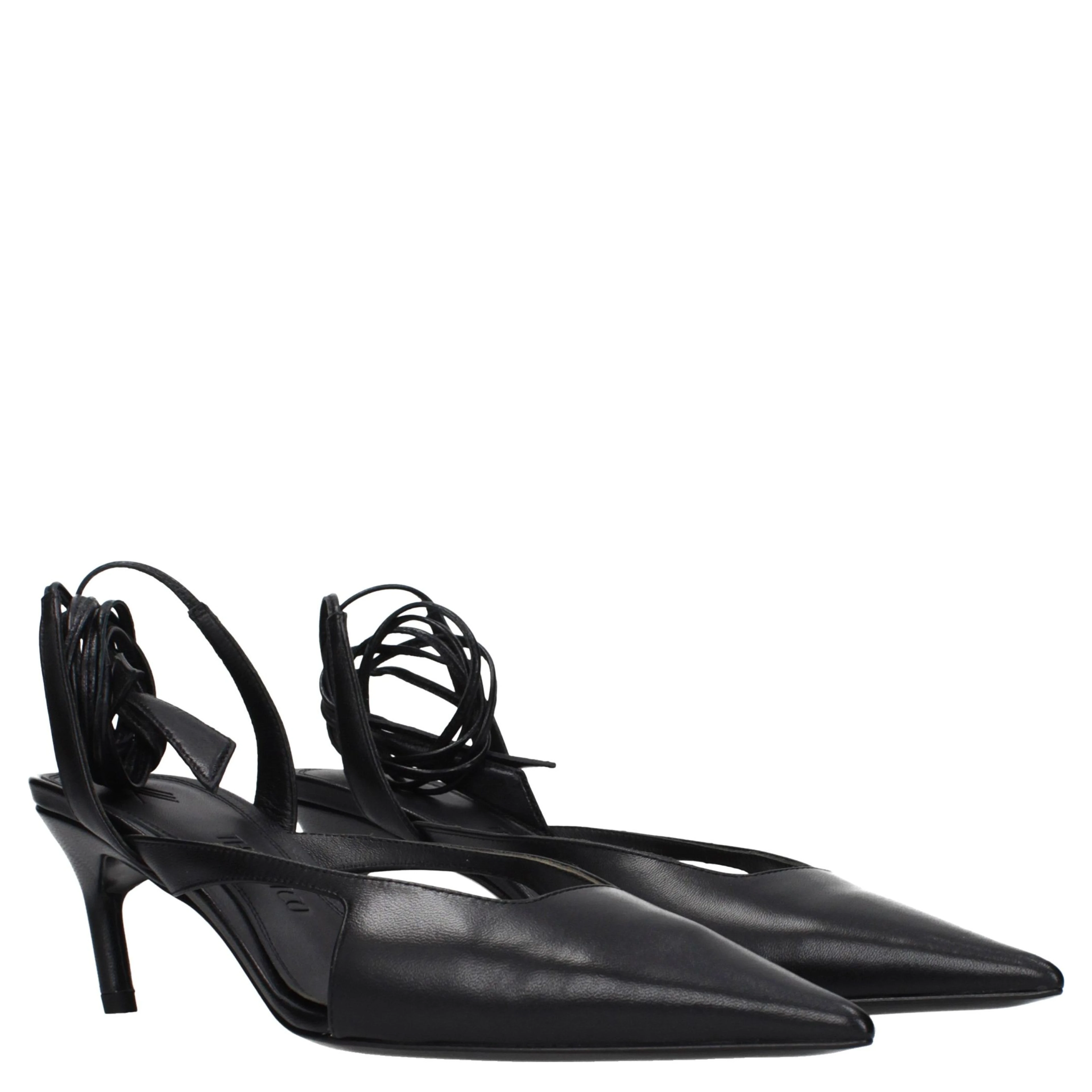 Black Leather High Heel Pumps