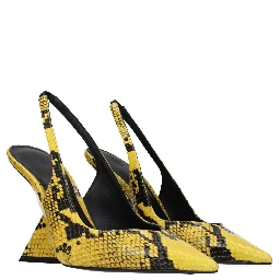 Yellow Leather Platform Pumps