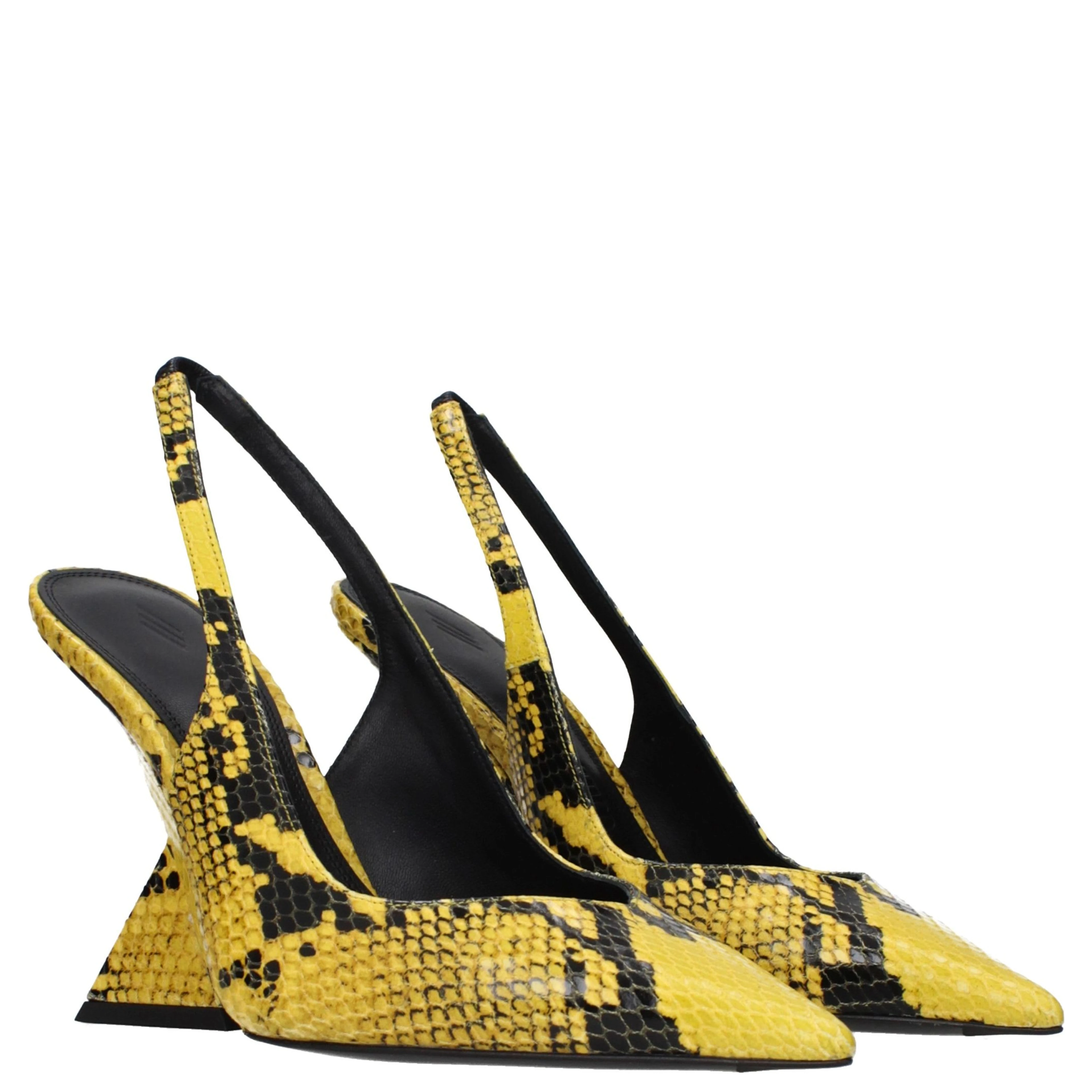 Yellow Leather Platform Pumps
