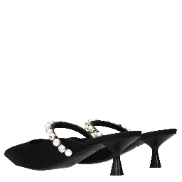 Black Satin Stiletto Heel Sandals