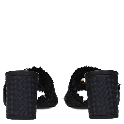 Black Raffia Platform Sandals
