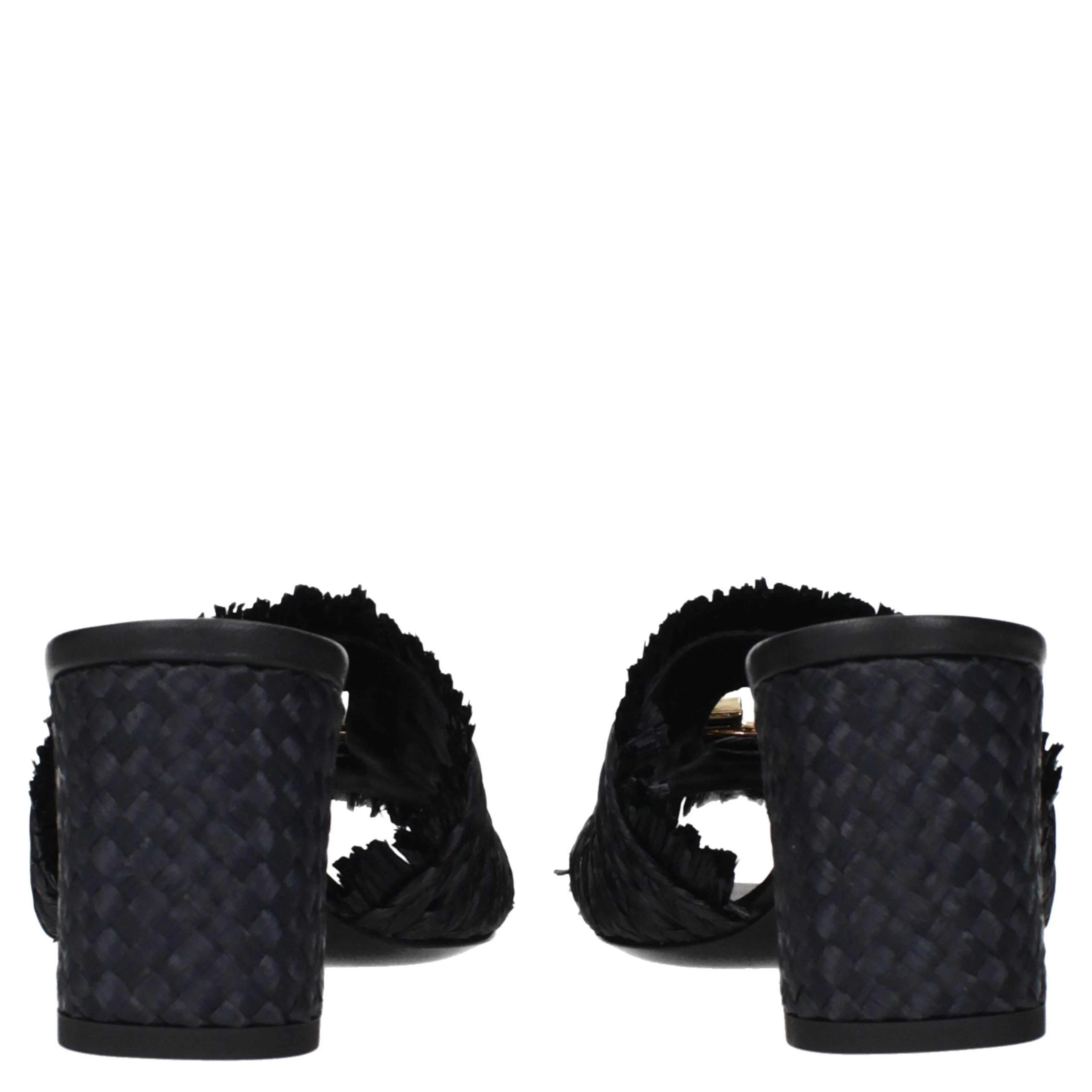 Black Raffia Platform Sandals